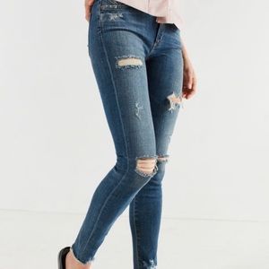 Agolde Distressed Mid Rise Skinny Jeans 25